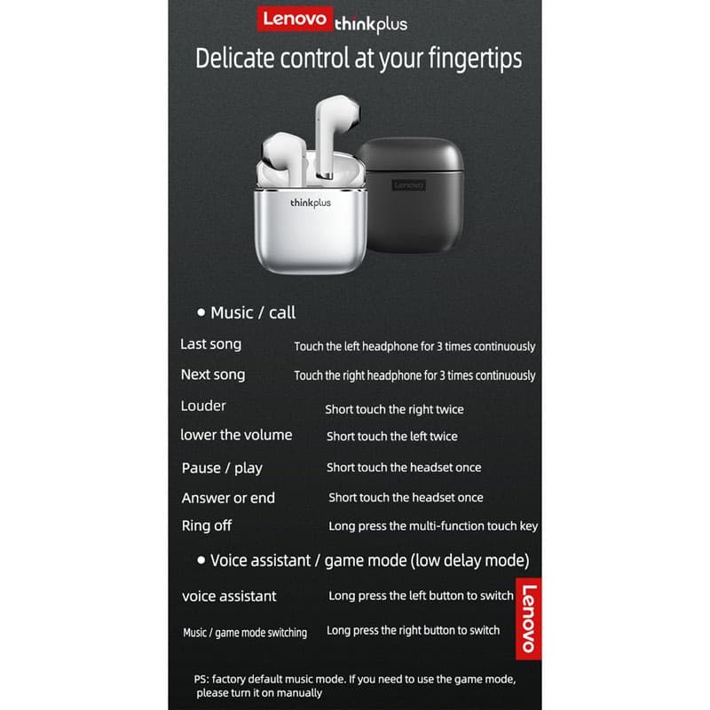 هدفون بی سیم لنوو مدل Live Pods XT99 — تصویر ۴