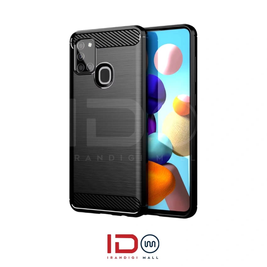 قاب فیبر کربن گوشی سامسونگ مدل Samsung Galaxy A21s برند rugged armor رنگ مشکی