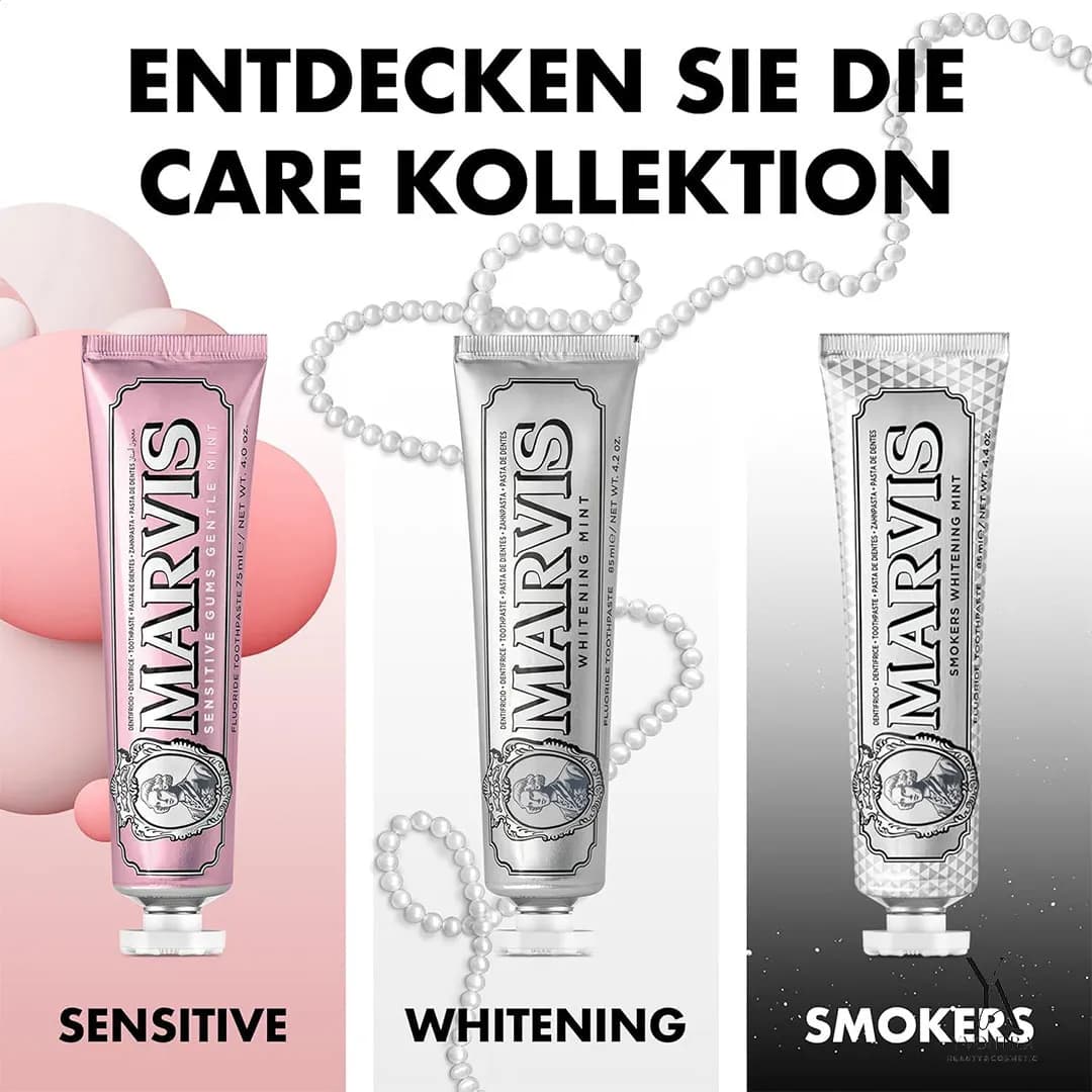 خمیردندان سفیدکننده مخصوص افراد سیگاری مارویس MARVIS مدلSmokers Whitening Mint حجم 85 میل — تصویر ۳