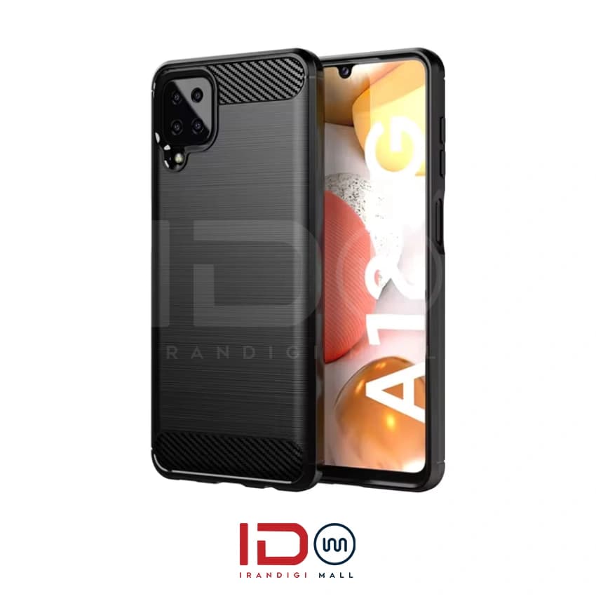 قاب فیبر کربن گوشی سامسونگ مدل Samsung Galaxy A12 برند rugged armor رنگ مشکی