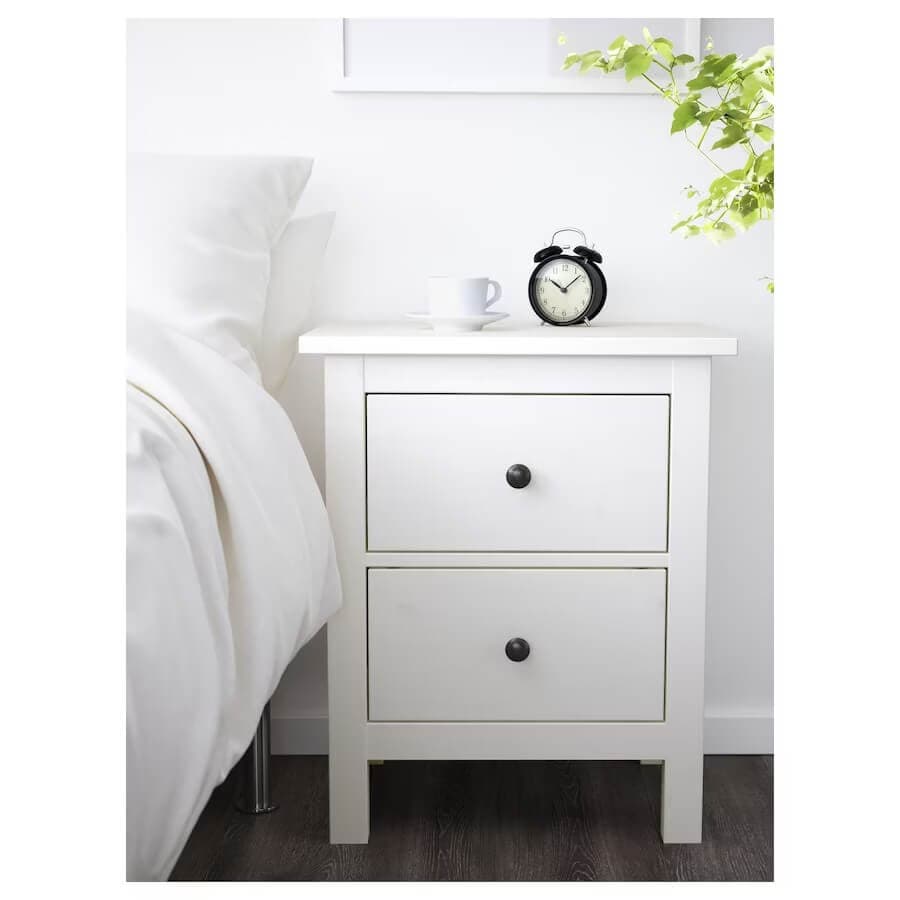 پاتختی دو کشویی سفید ایکیا HEMNES — تصویر ۵