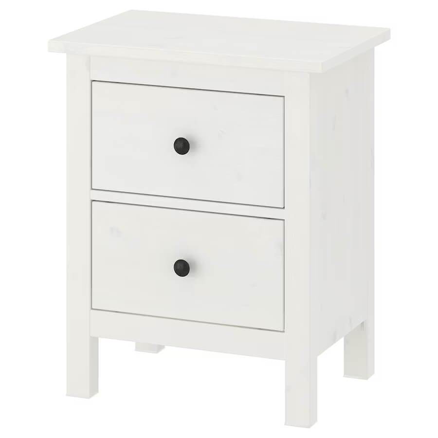 پاتختی دو کشویی سفید ایکیا HEMNES