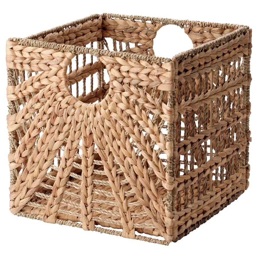 سبد حصیری ایکیا LUSTIGKURRE سنبل آبی طبیعی/علف دریایی، 32x33x32 سانتی‌متر