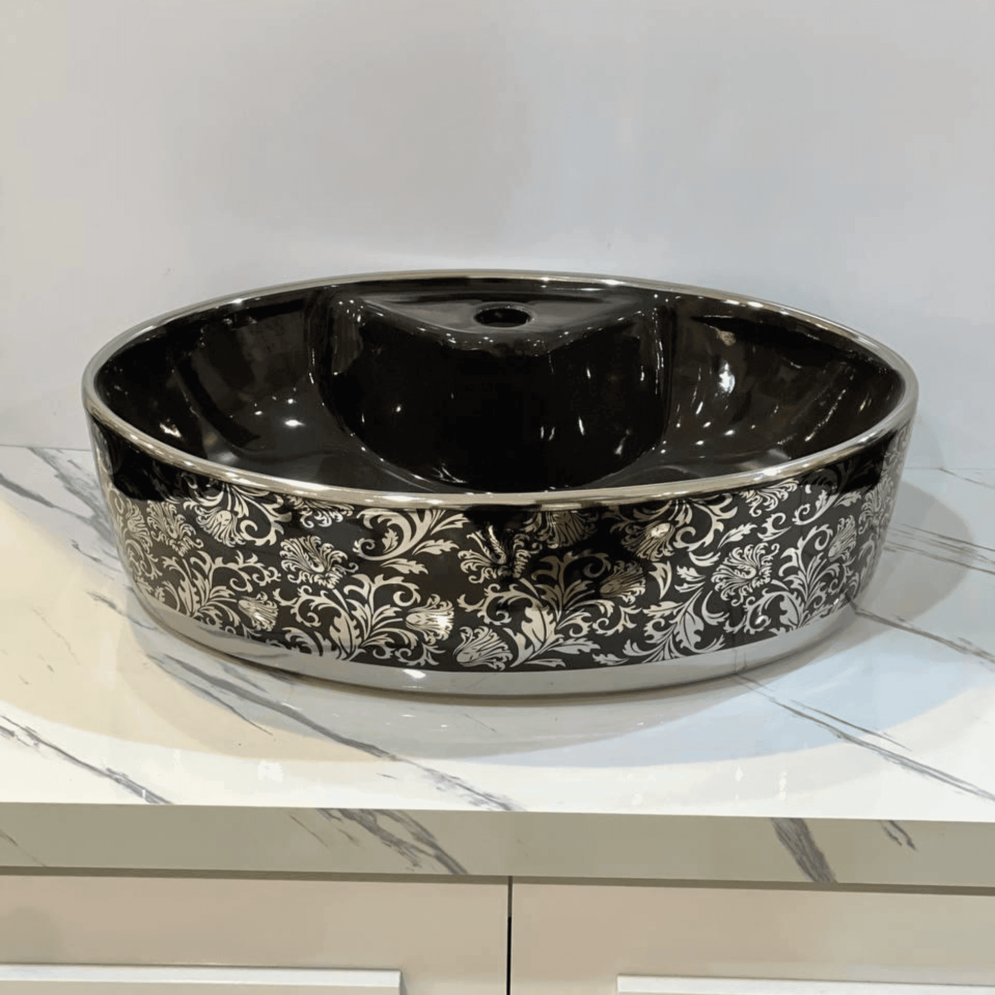 کاسه روشویی لوکس مشکی نقره ای مدل A58
