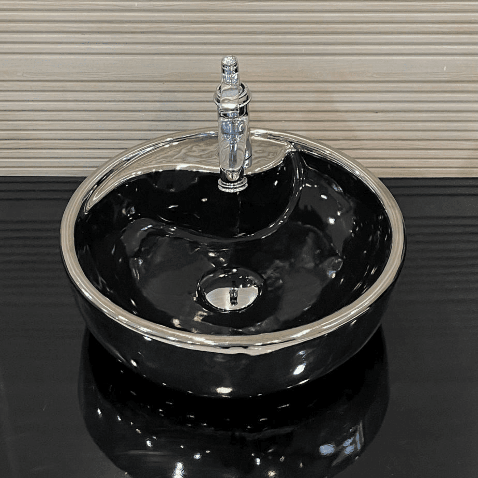 کاسه روشویی لوکس مشکی نقره ای مدل A41