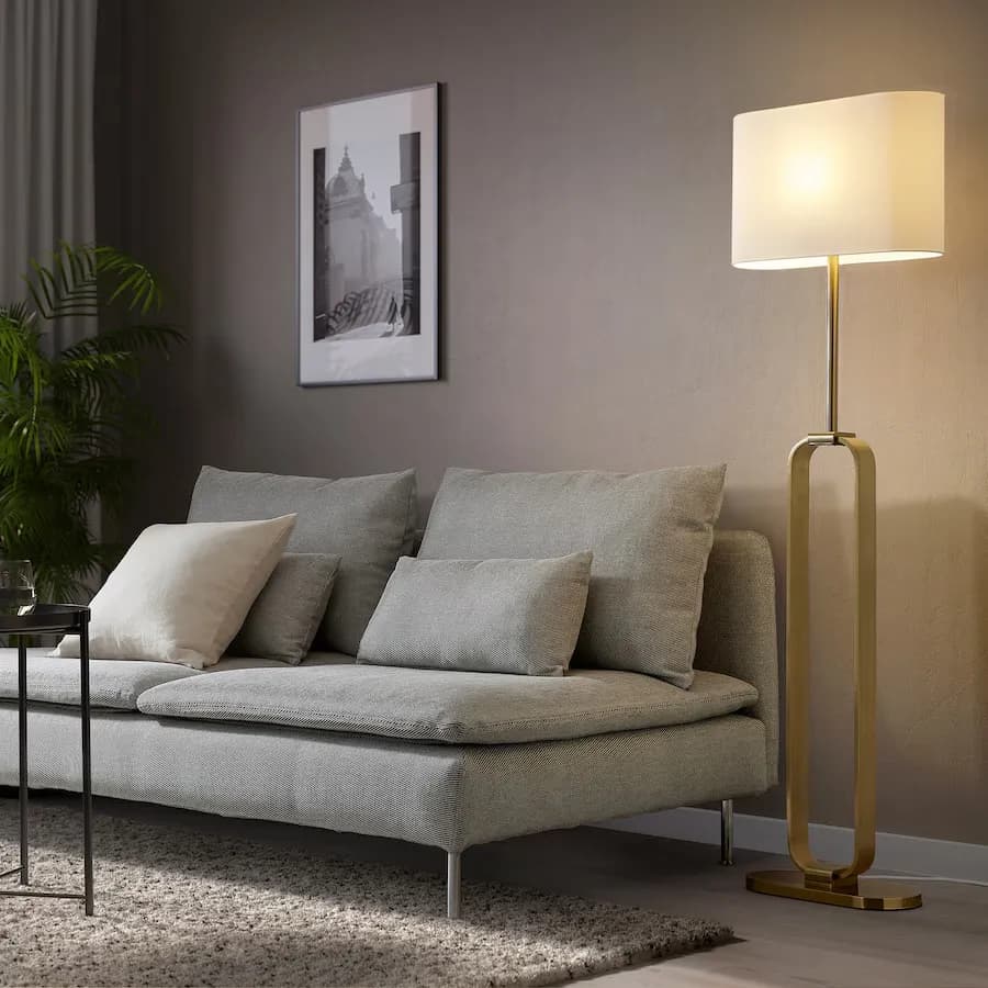 آباژور ایستاده ایکیا UPPVIND طلایی/سفید، 150 سانتی‌متر — تصویر ۳
