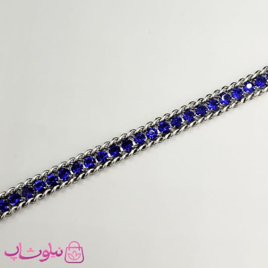 دستبند زنانه ترکیب کارتیه و تنیسی نگین آبی کد ۵۸۰ — تصویر ۲