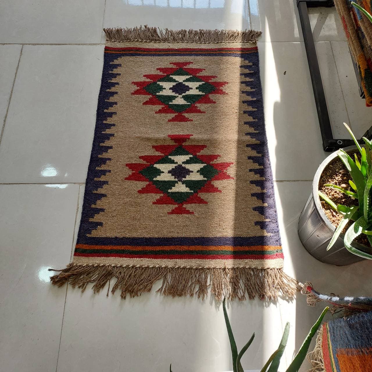 گلیم دستبافت پادری پشم 60×100 cm دو رو کد ۴۲