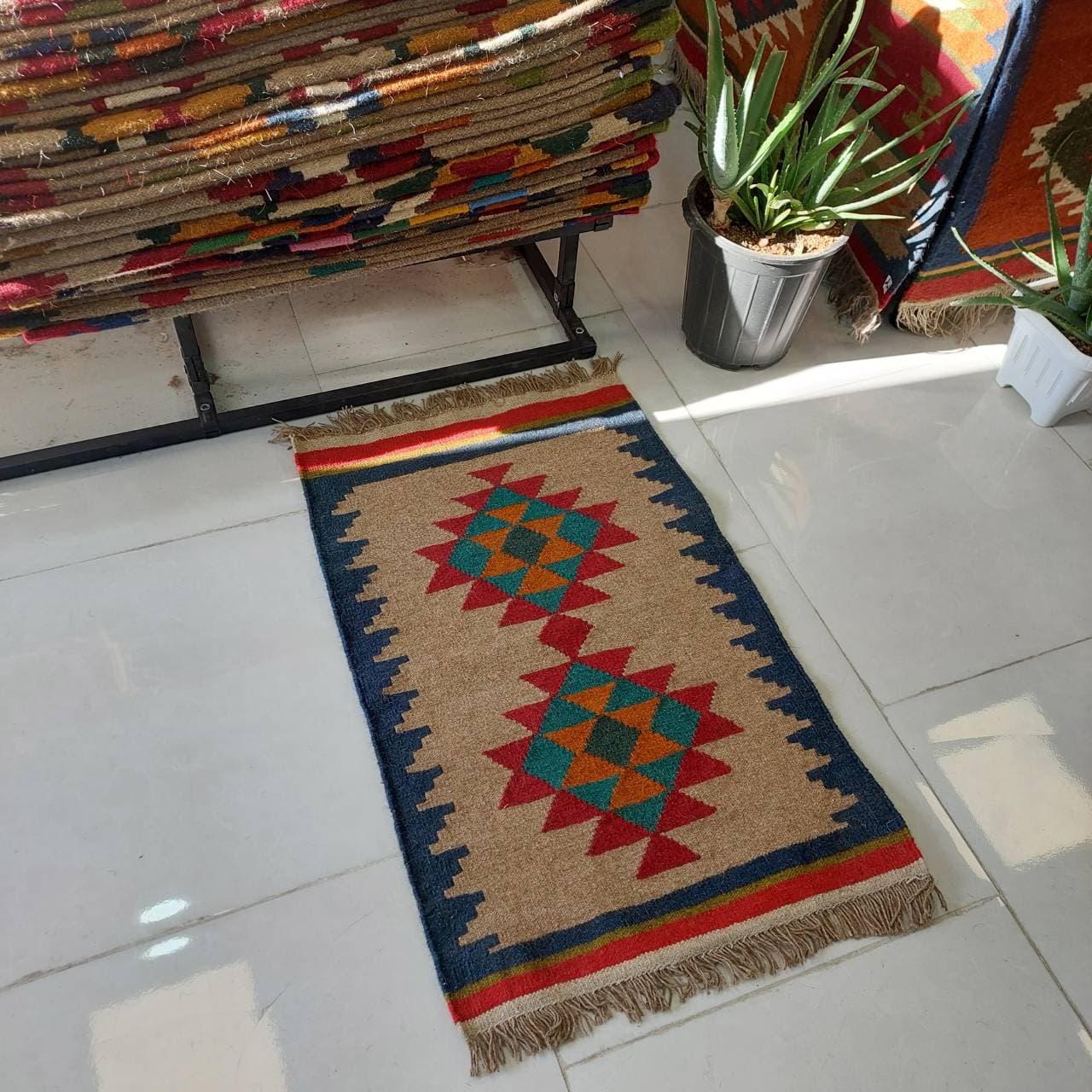 گلیم دستبافت پادری پشم 60×100 cm دو رو کد ۴۰