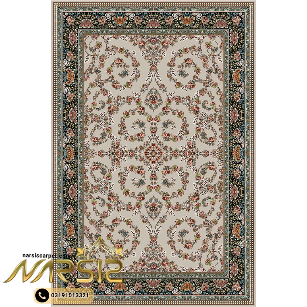 فرشینه فرش افشان طرح ارکیده رنگ بژ کد 90143