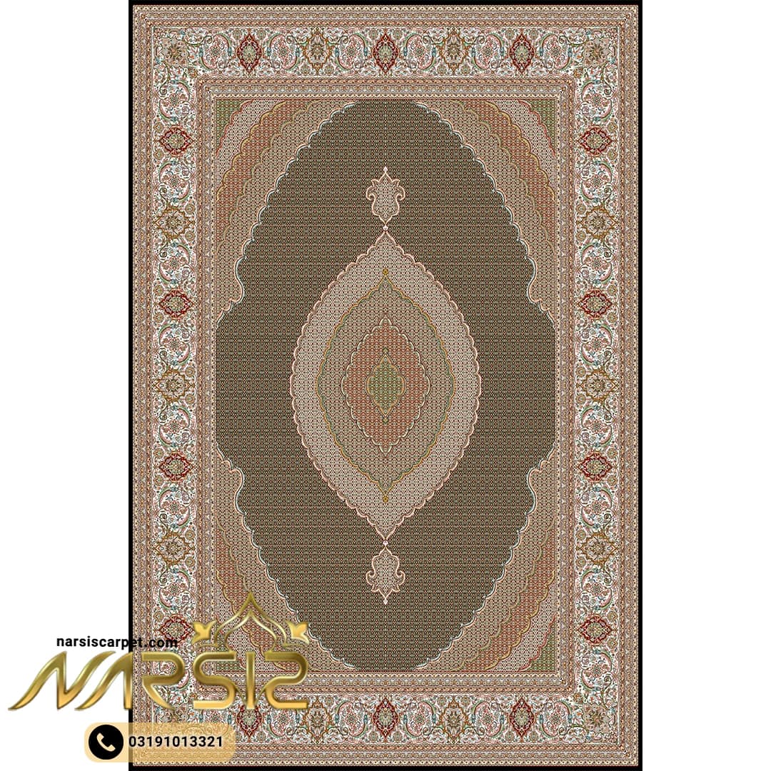 فرشینه فرش طرح ریزماهی رنگ کرم کد 90141 — تصویر ۲