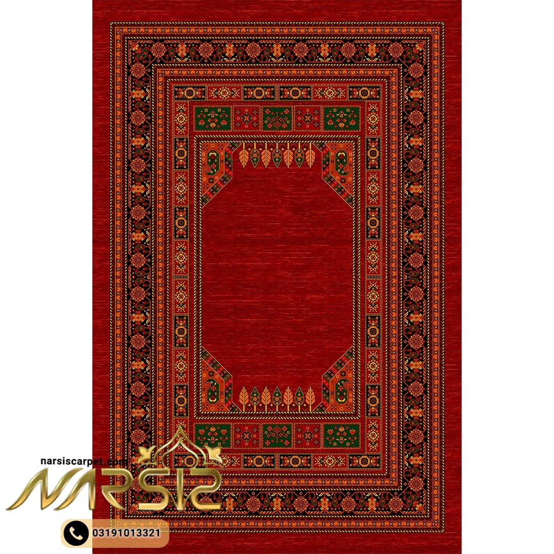 فرشینه ترکمن طرح لیان رنگ قرمز کد 22 — تصویر ۲