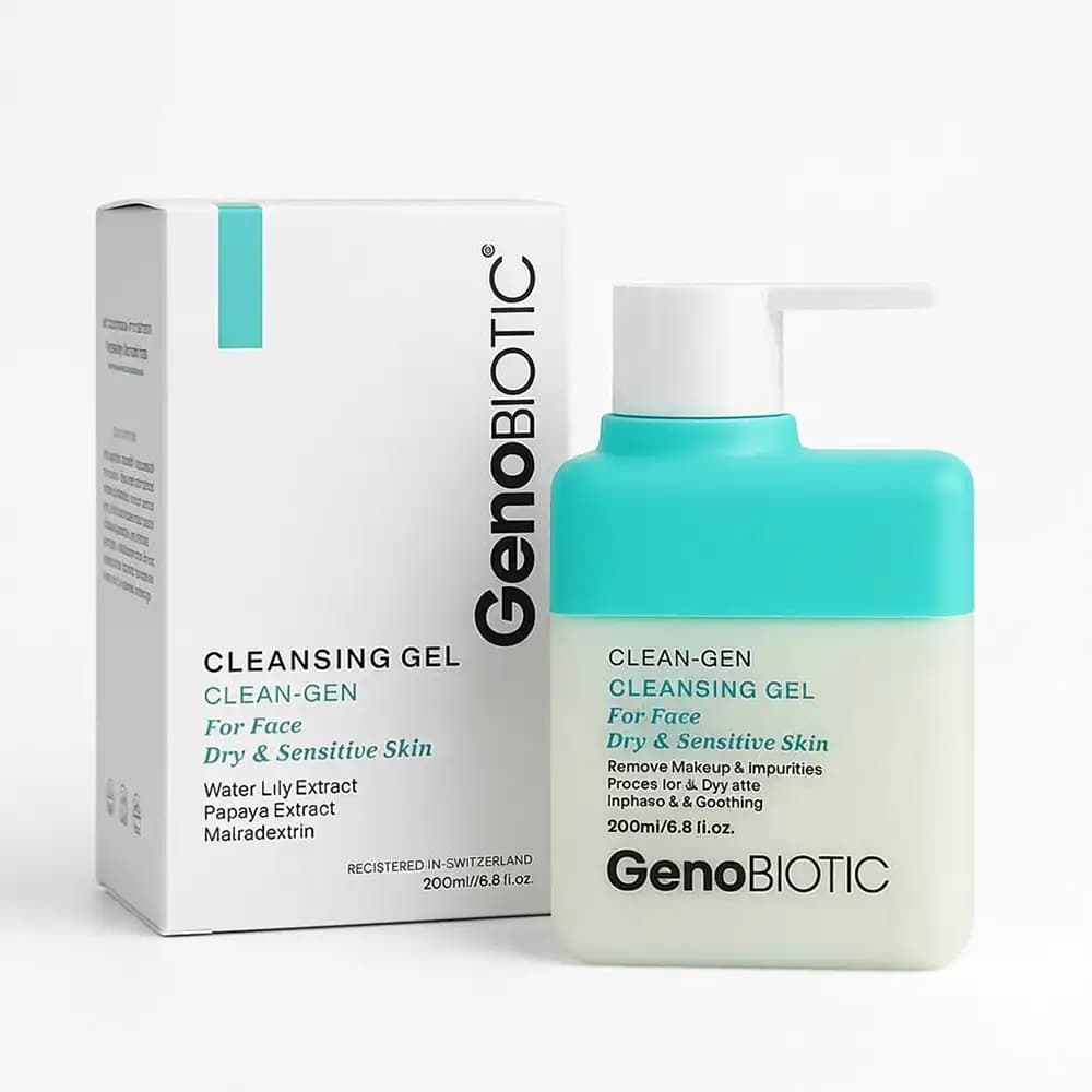 ژل شستشوی صورت ژنوبایوتیک (GenoBiotic) پوست خشک و حساس حجم ۲۰۰ میلی لیتری