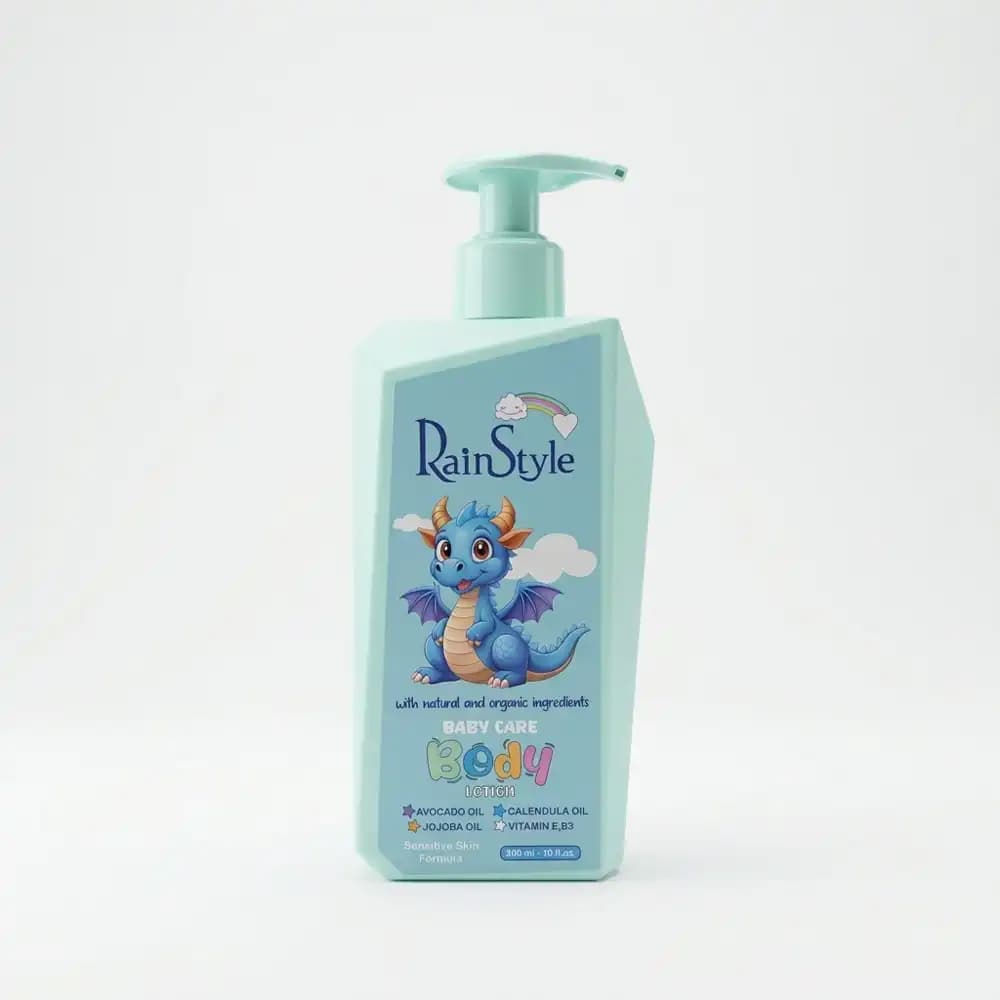 لوسیون بدن کودک رین استایل (RainStyle Baby Care) پمپی آبی حجم 300 میلی لیتری