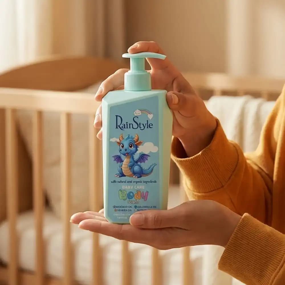 لوسیون بدن کودک رین استایل (RainStyle Baby Care) پمپی آبی حجم 300 میلی لیتری — تصویر ۲