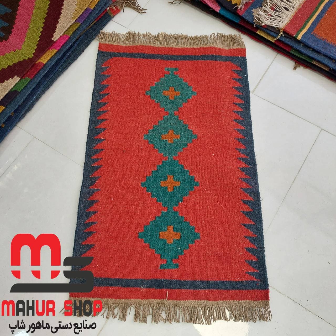 گلیم دستبافت پادری پشم 60×100 cm دو رو کد ۳۲