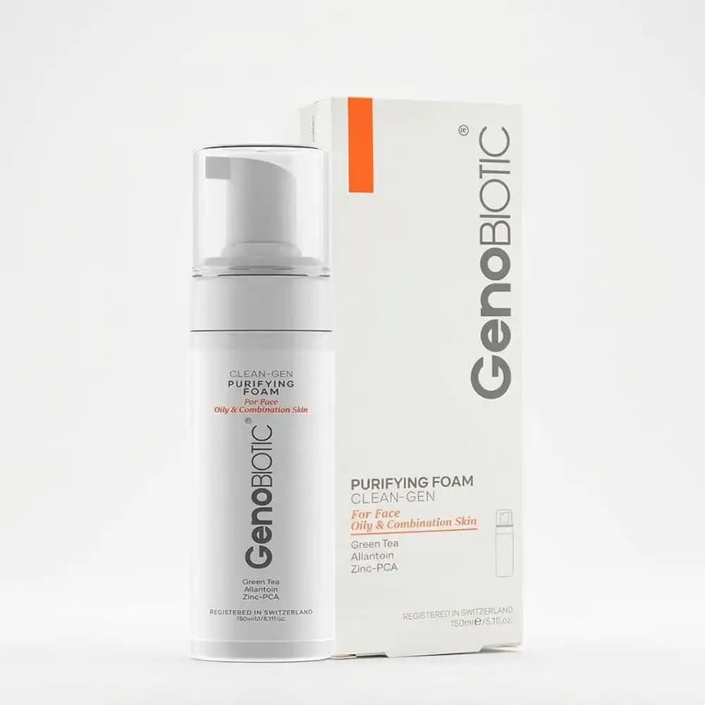 فوم شستشوی صورت ژنوبایوتیک (GenoBiotic) مخصوص پوست‌های چرب و مختلط (Clean-Gen) حجم 150 میلی لیتری