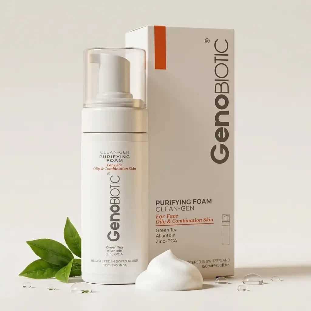 فوم شستشوی صورت ژنوبایوتیک (GenoBiotic) مخصوص پوست‌های چرب و مختلط (Clean-Gen) حجم 150 میلی لیتری — تصویر ۵