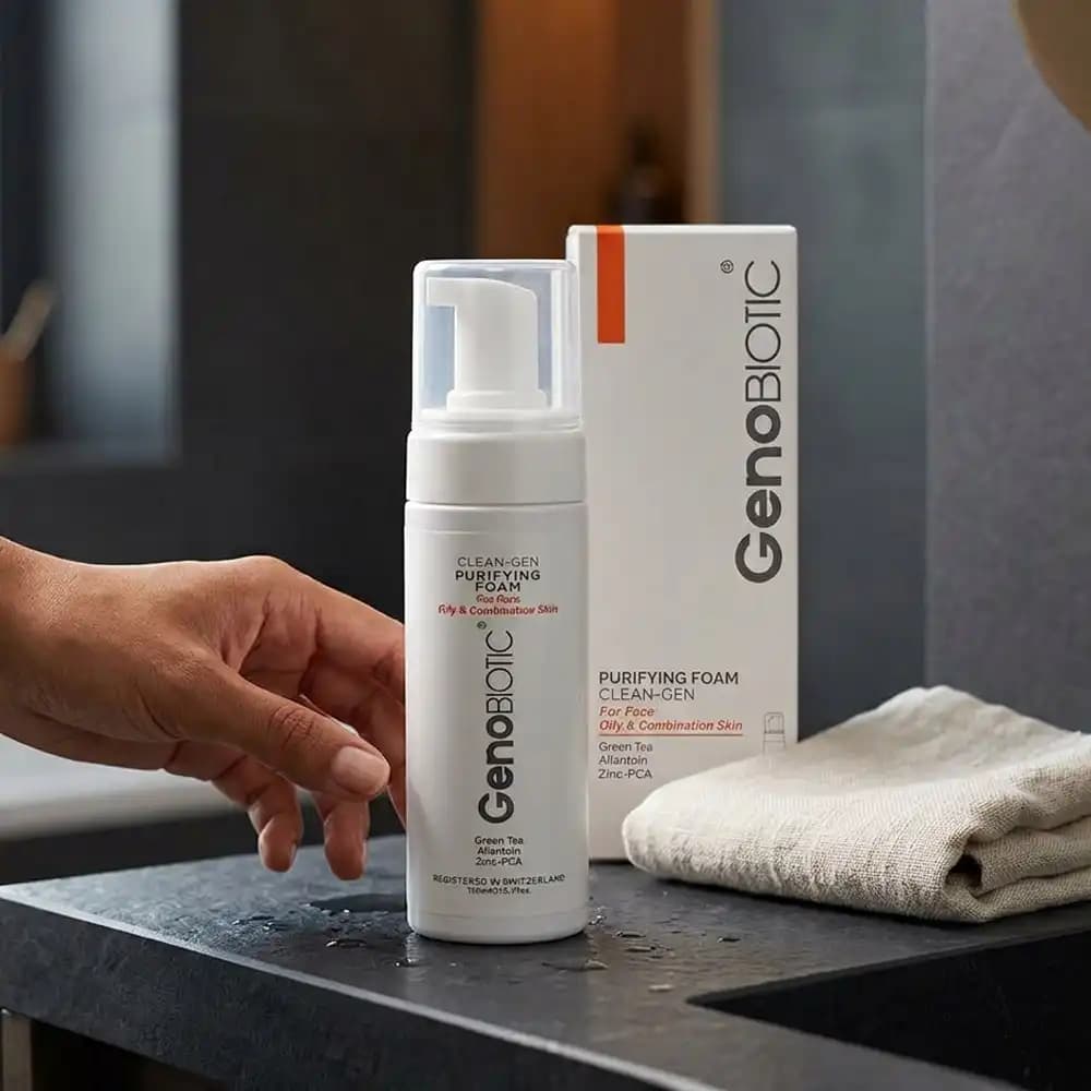فوم شستشوی صورت ژنوبایوتیک (GenoBiotic) مخصوص پوست‌های چرب و مختلط (Clean-Gen) حجم 150 میلی لیتری — تصویر ۴