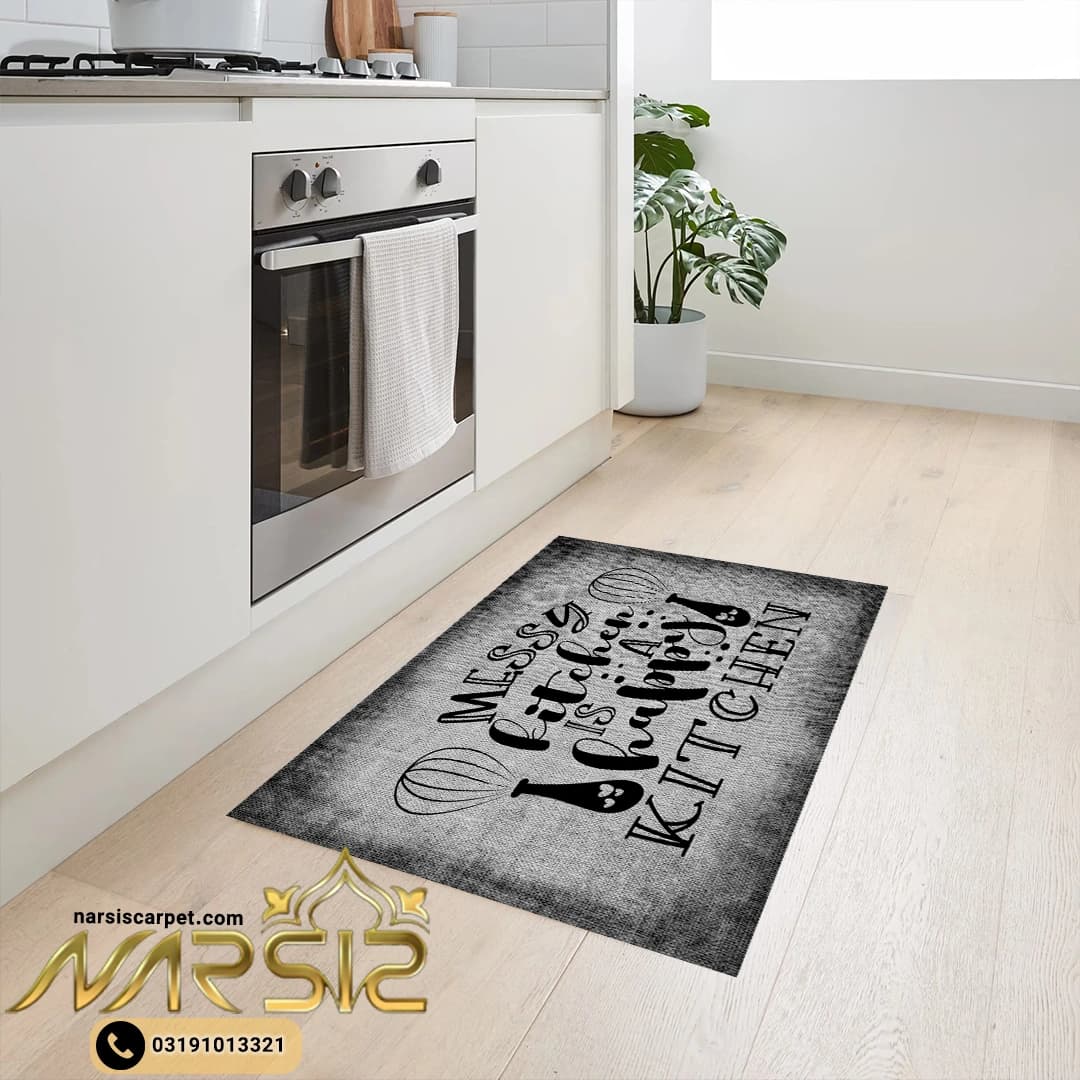 فرشینه آشپزخانه طرح کیچن با زمینه طوسی کد 70287