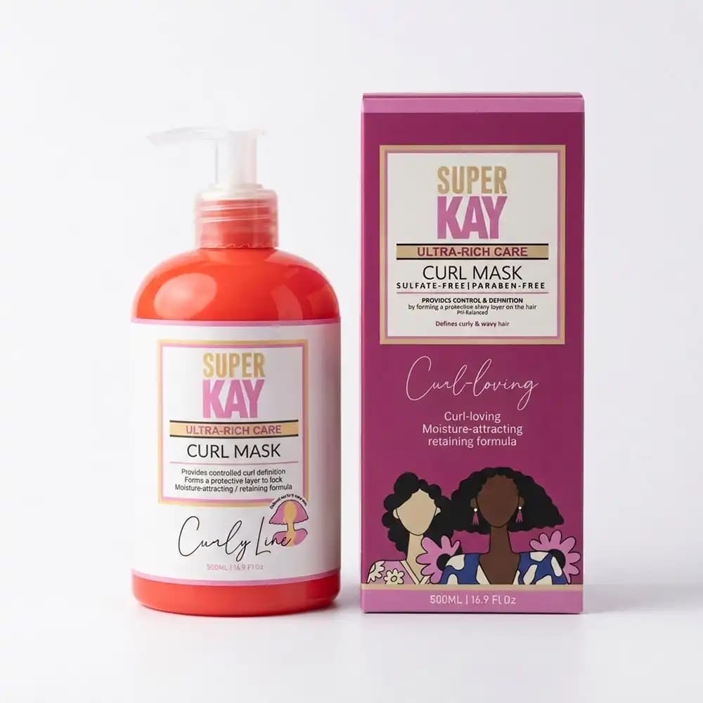 ماسک موی فر باآبکشی سوپرکی (Super Kay) مدل Curl Mask آبرسان قوی و بدون سولفات حجم ۵۰۰ میلی لیتری