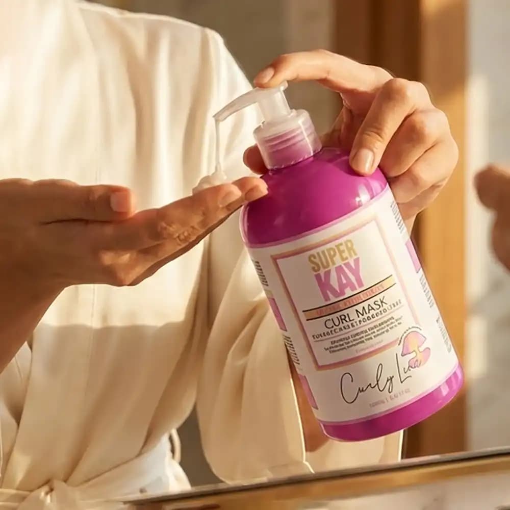 ماسک موی فر باآبکشی سوپرکی (Super Kay) مدل Curl Mask آبرسان قوی و بدون سولفات حجم ۵۰۰ میلی لیتری — تصویر ۳