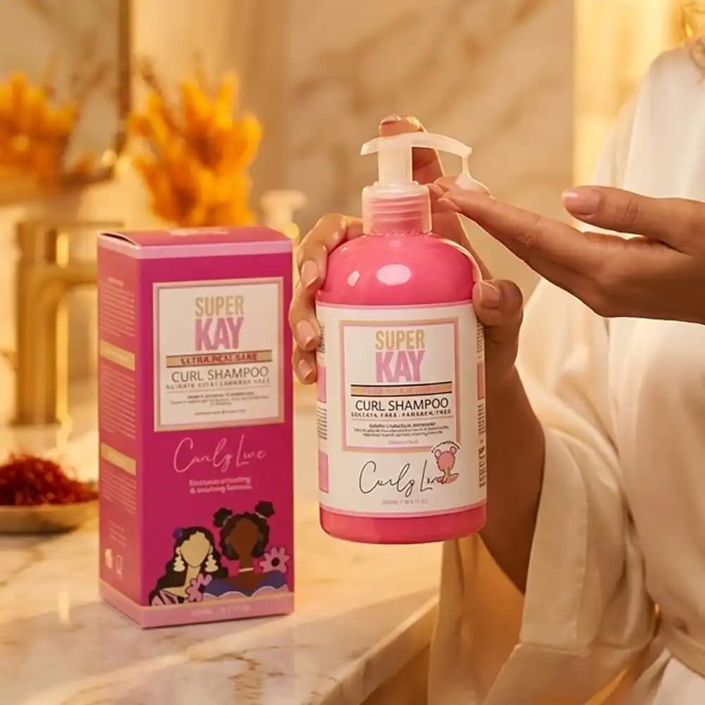 شامپوی موی فر سوپرکی (Super Kay) مدل Curl Shampoo شوینده ملایم، بدون سولفات و آبرسان حجم ۵۰۰ میلی لیتری — تصویر ۳