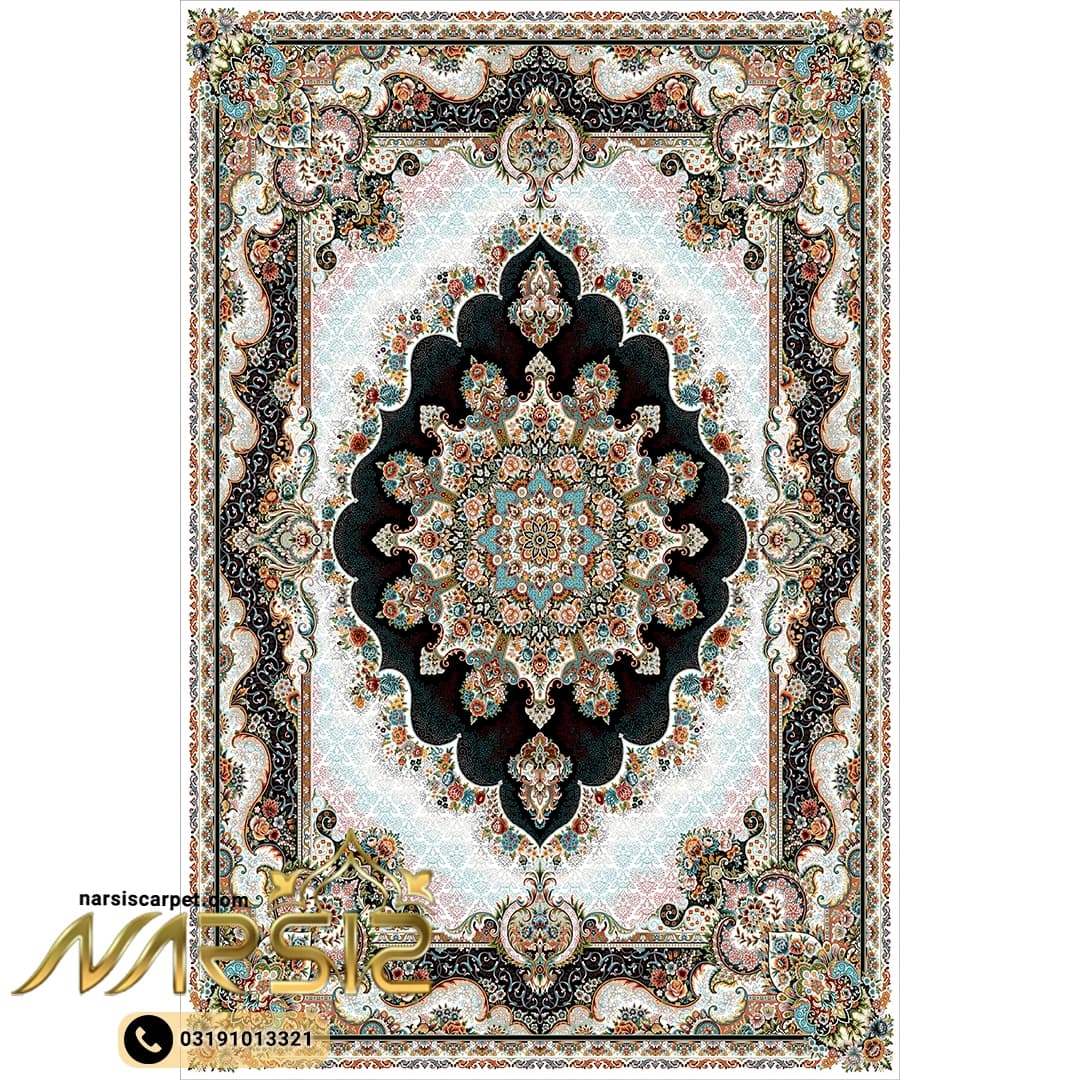 فرشینه فرش طرح الیزه رنگ کرم کد 90127