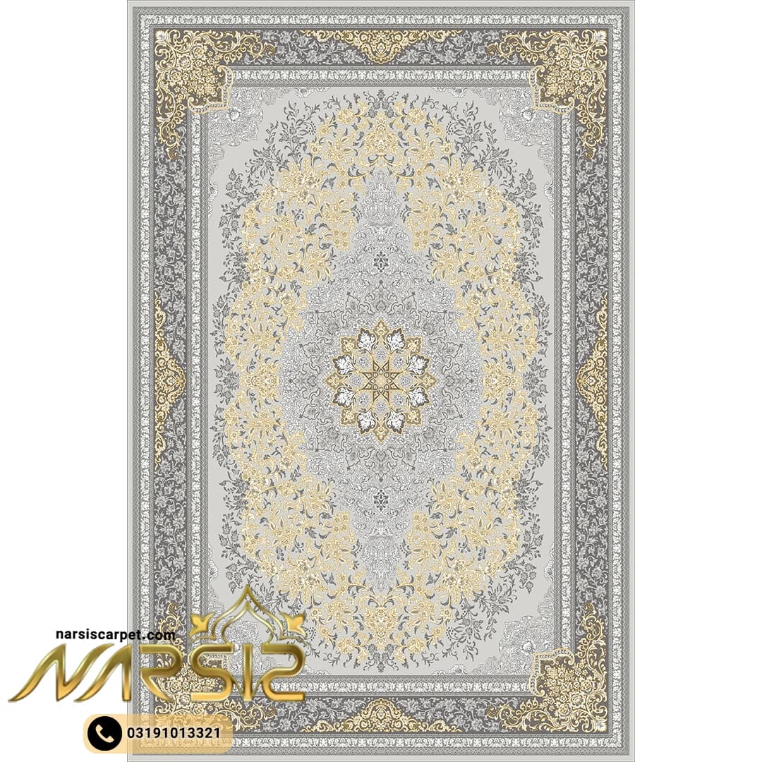 فرشینه فرش طرح فروزان رنگ طوسی کد 90119