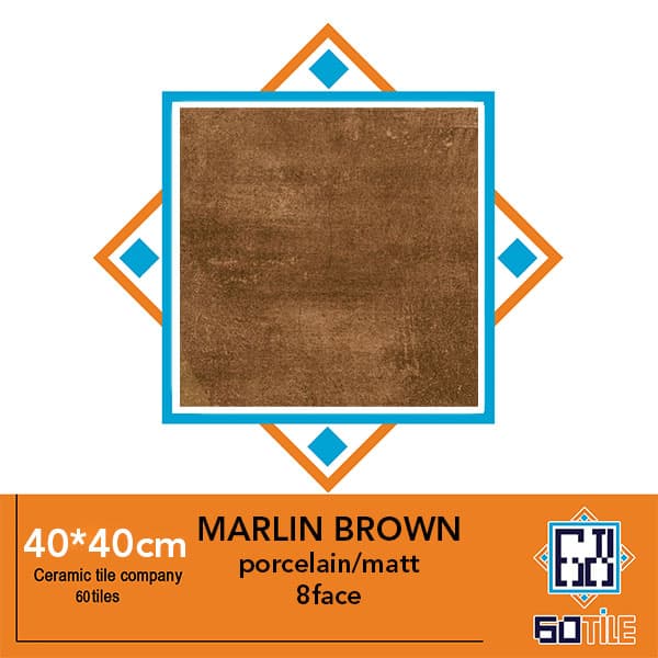 Marlin Brown – کارخانه ارگ ارغوانی-طرح مارلین قهوه‌ای -لعاب مات-40*40-برند ریونیز