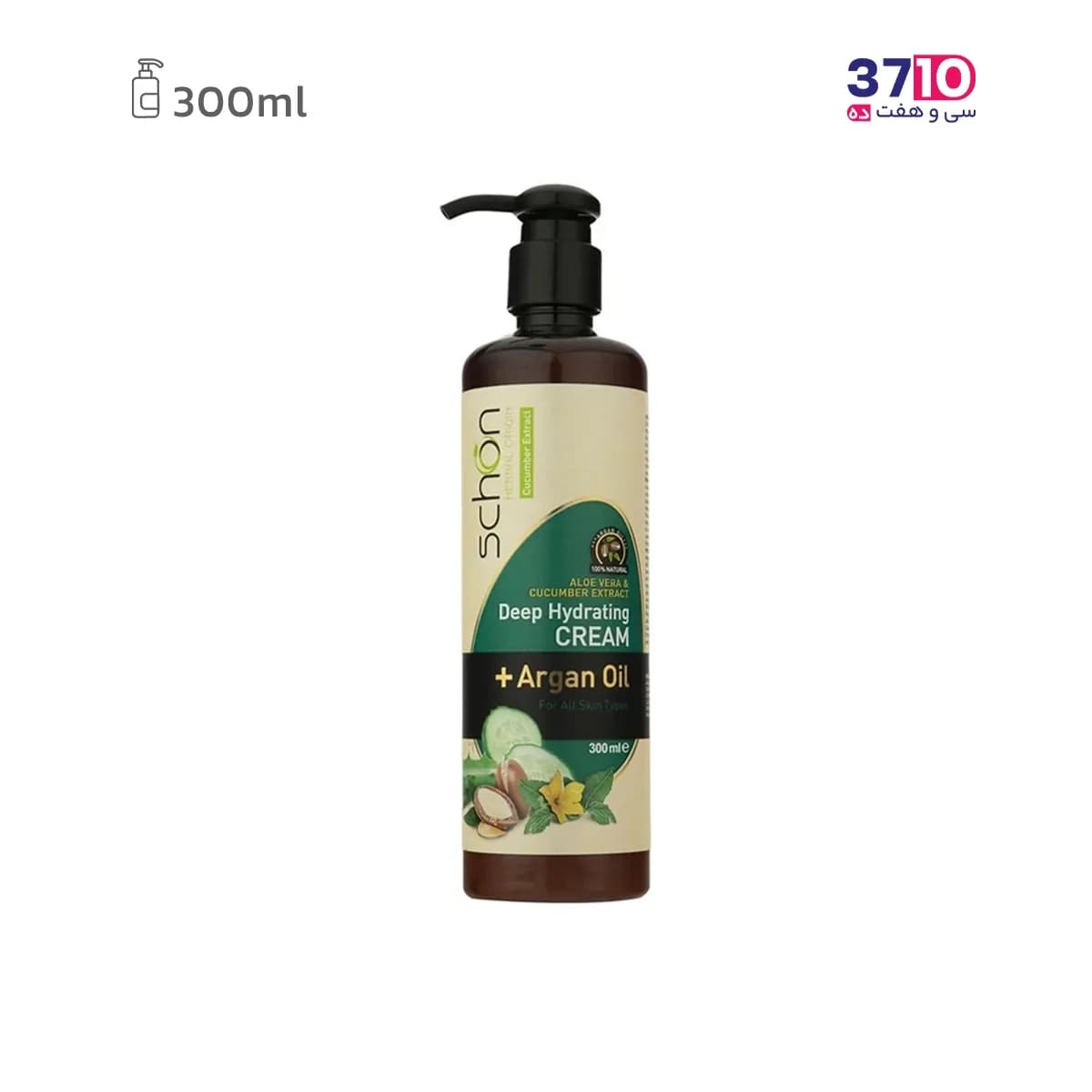 کرم مرطوب‌کننده پمپی شون مدل خیار و آرگان حجم 300 میلی‌لیتر