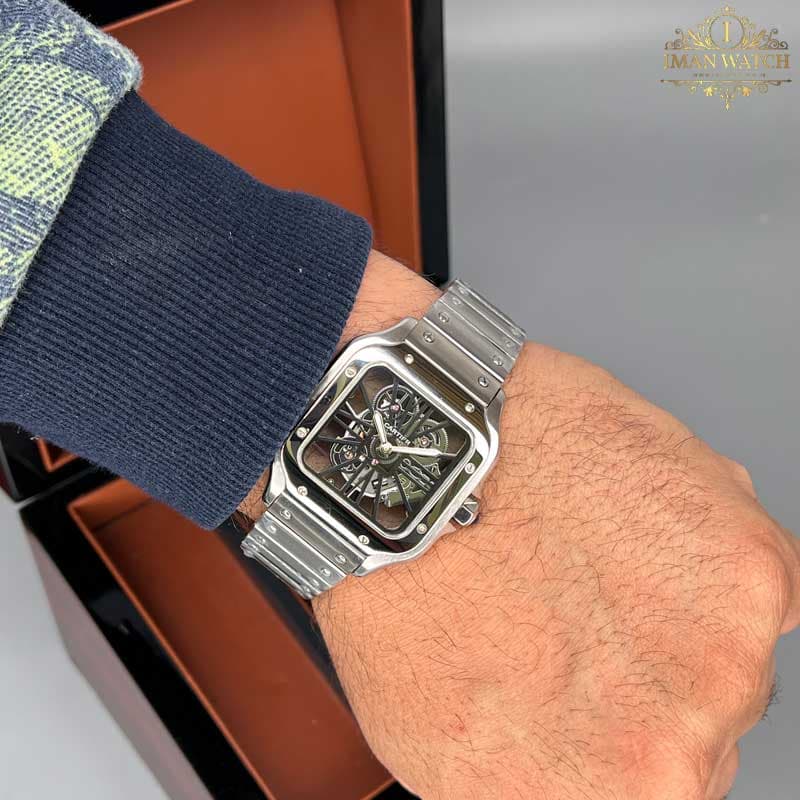 ساعت مچی کارتیر مردانه دسانتوز CARTIER DE SANTOS SKELETON 0017 — تصویر ۲