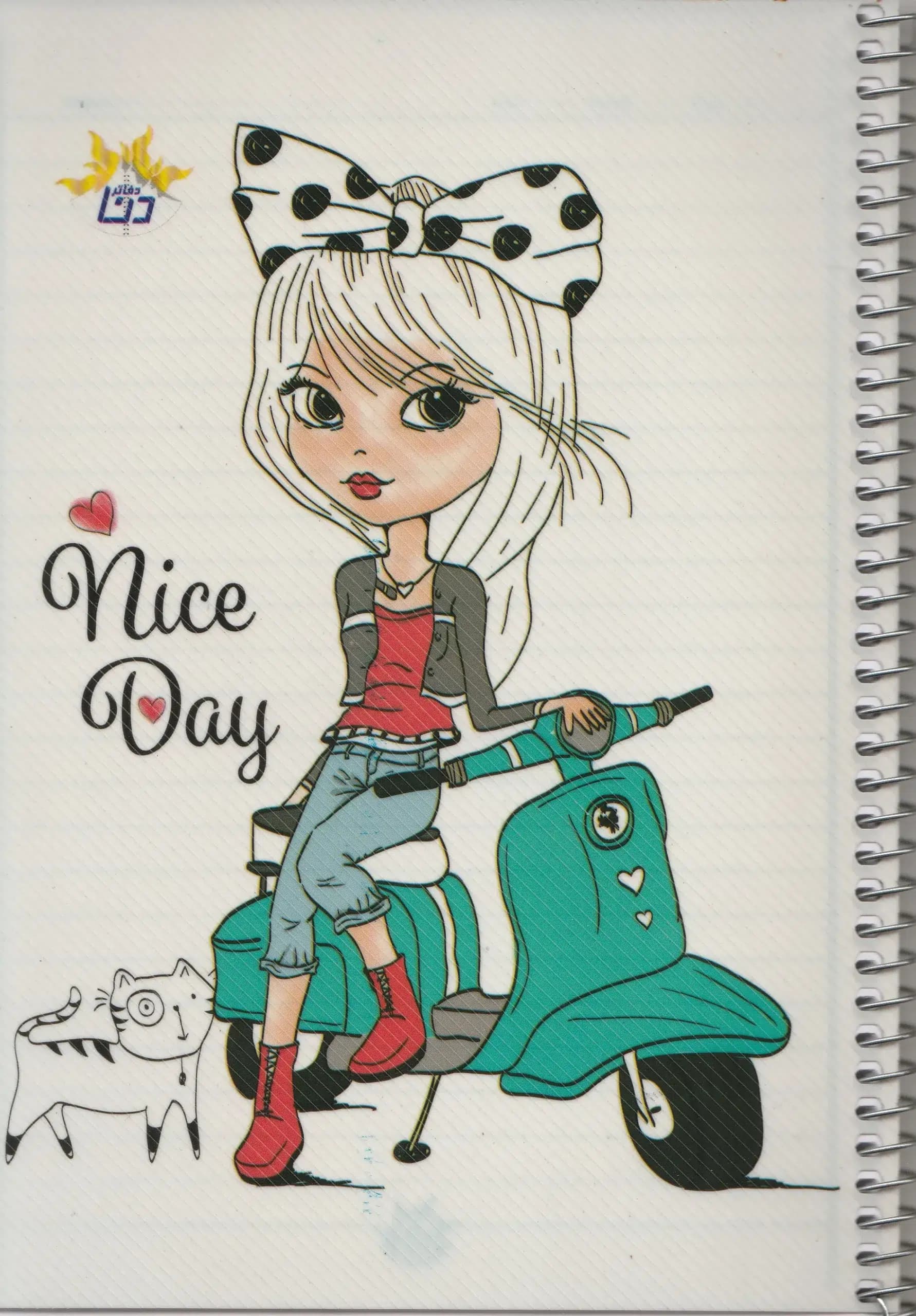 دفتر سیمی 80 برگ دنا طرح دار طرح nice day کد 1