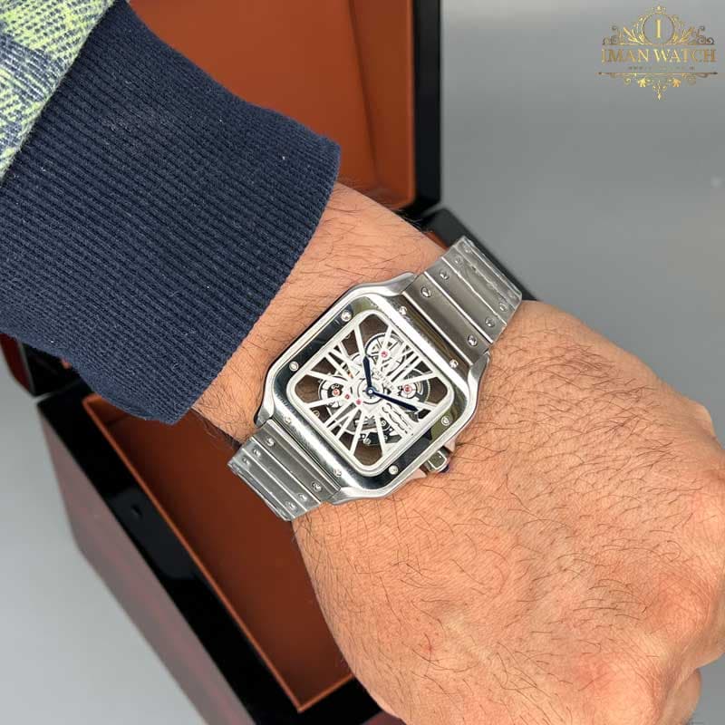 ساعت مچی کارتیر مردانه دسانتوز CARTIER DE SANTOS SKELETON 0015 — تصویر ۲