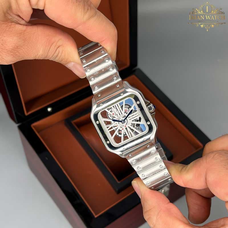 ساعت مچی کارتیر مردانه دسانتوز CARTIER DE SANTOS SKELETON 0015 — تصویر ۳