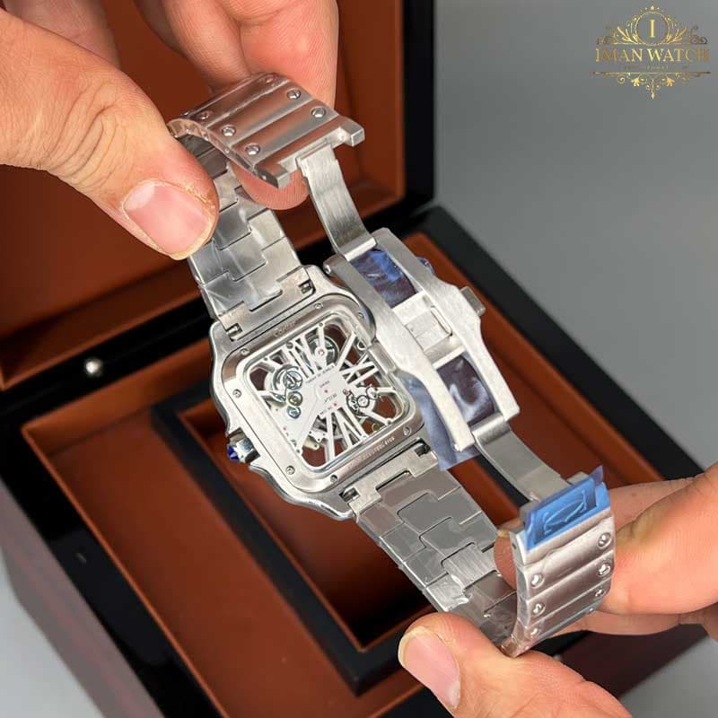 ساعت مچی کارتیر مردانه دسانتوز CARTIER DE SANTOS SKELETON 0015 — تصویر ۴