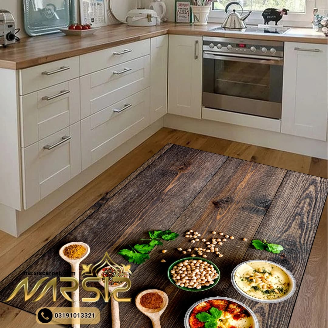 فرشینه آشپزخانه طرح حبوبات در ظروف مینیمال کد 7097 — تصویر ۲