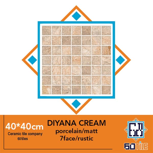 Diyana Cream – کارخانه ارگ ارغوانی-طرح دیانا کرم -لعاب مات-40*40-برند ریونیز