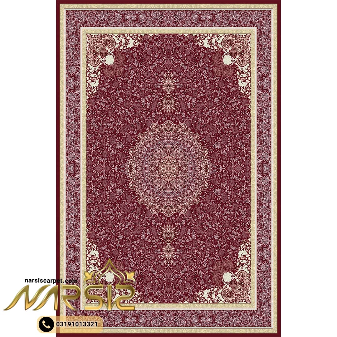 فرشینه فرش طرح ساغر رنگ قرمز کد 90110