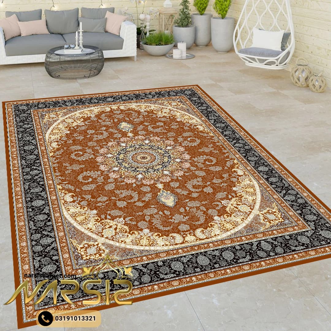 فرشینه فرش طرح زرین رنگ قرمز کد 90109 — تصویر ۲