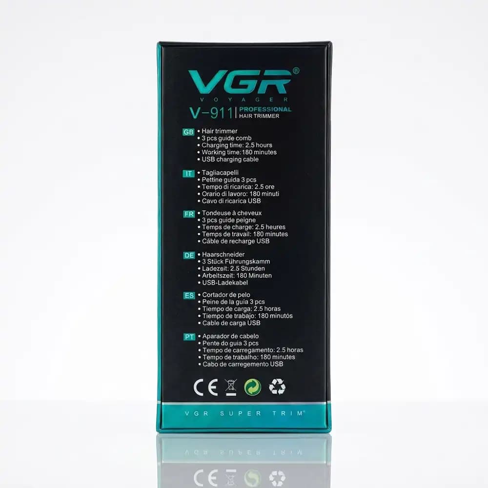 ماشین اصلاح و خط زن حرفه‌ای وی جی آر (VGR) مدل V-911 (رنگ طلایی) — تصویر ۴