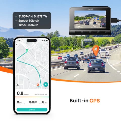دوربین خودروی شیائومی مدل 70Mai Dash Cam A810 plus همراه با دوربین عقب «اورجینال – ارسال 1 ساعت» — تصویر ۵