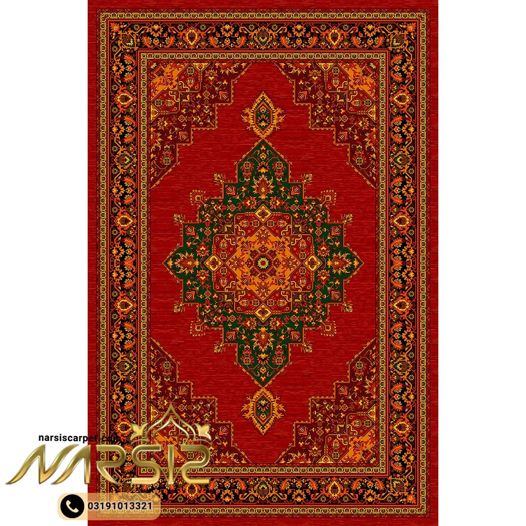 فرشینه ترکمن طرح آچیل رنگ قرمز کد 9