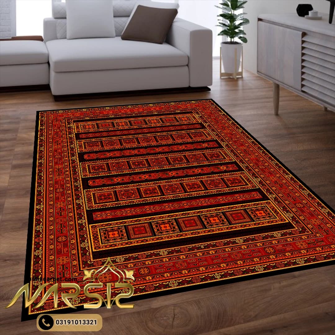 فرشینه ترکمن طرح پاشا رنگ قرمز کد 4 — تصویر ۲