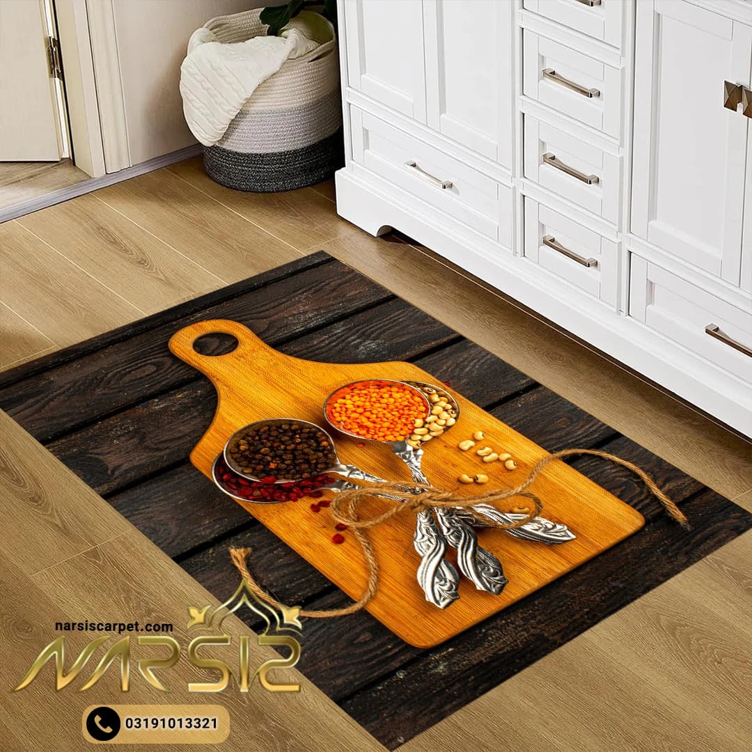 فرشینه آشپزخانه طرح تخته چوبی و ادویه کد 7085 — تصویر ۲