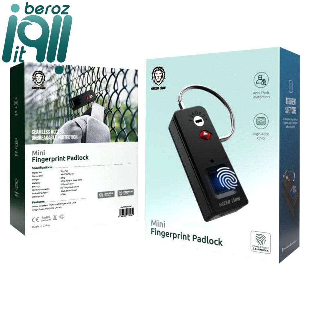 قفل اثر انگشتی گرین لاین Green Lion Mini Fingerprint Padlock GNFPPDLKBK — تصویر ۲
