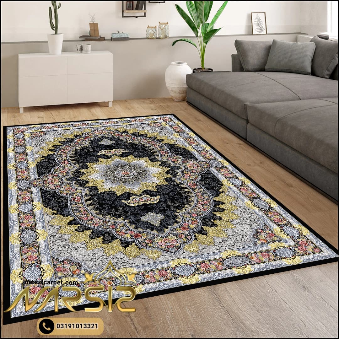 فرشینه فرش طرح کارینا زغالی کد 9094 — تصویر ۲