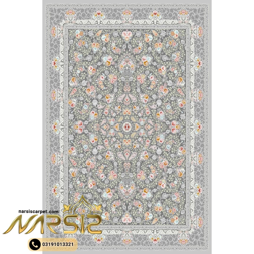 فرشینه فرش افشان طرح گلنار طوسی کد 9097