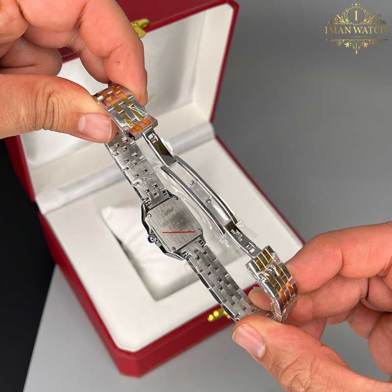 ساعت مچی زنانه کارتیر پنتر طلایی نقره ای صفحه سرمه ای Cartier Panthere CR541 — تصویر ۴