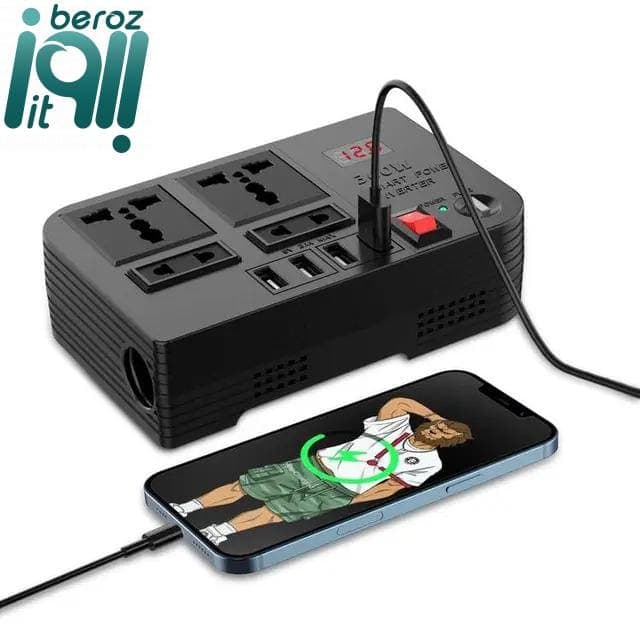 مبدل برق خودرو گرین لاین مدل Green lion Spark 3 Power Inverter 300W نسخه جدید — تصویر ۲